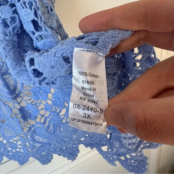 Catherines Women's Plus Size Graceful
Crochet Wrap Size 3X French Blue - Picture 5 of 8